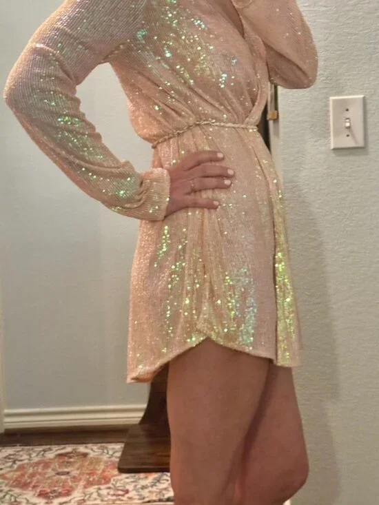 Free People Disco Daydream Sequin Kimono Dress Small | Boho Glam - Picture 6 of 15